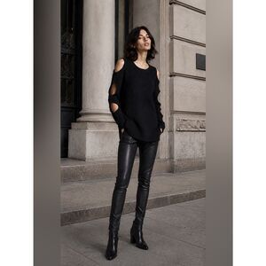 Zoe Jordan Cold Shoulder Wool-Cashmere Blend Long Sleeve Sweater
